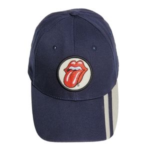 Rolling Stones Lips Concert Hat Cap Navy White Cotton Adjustable Rare Retro